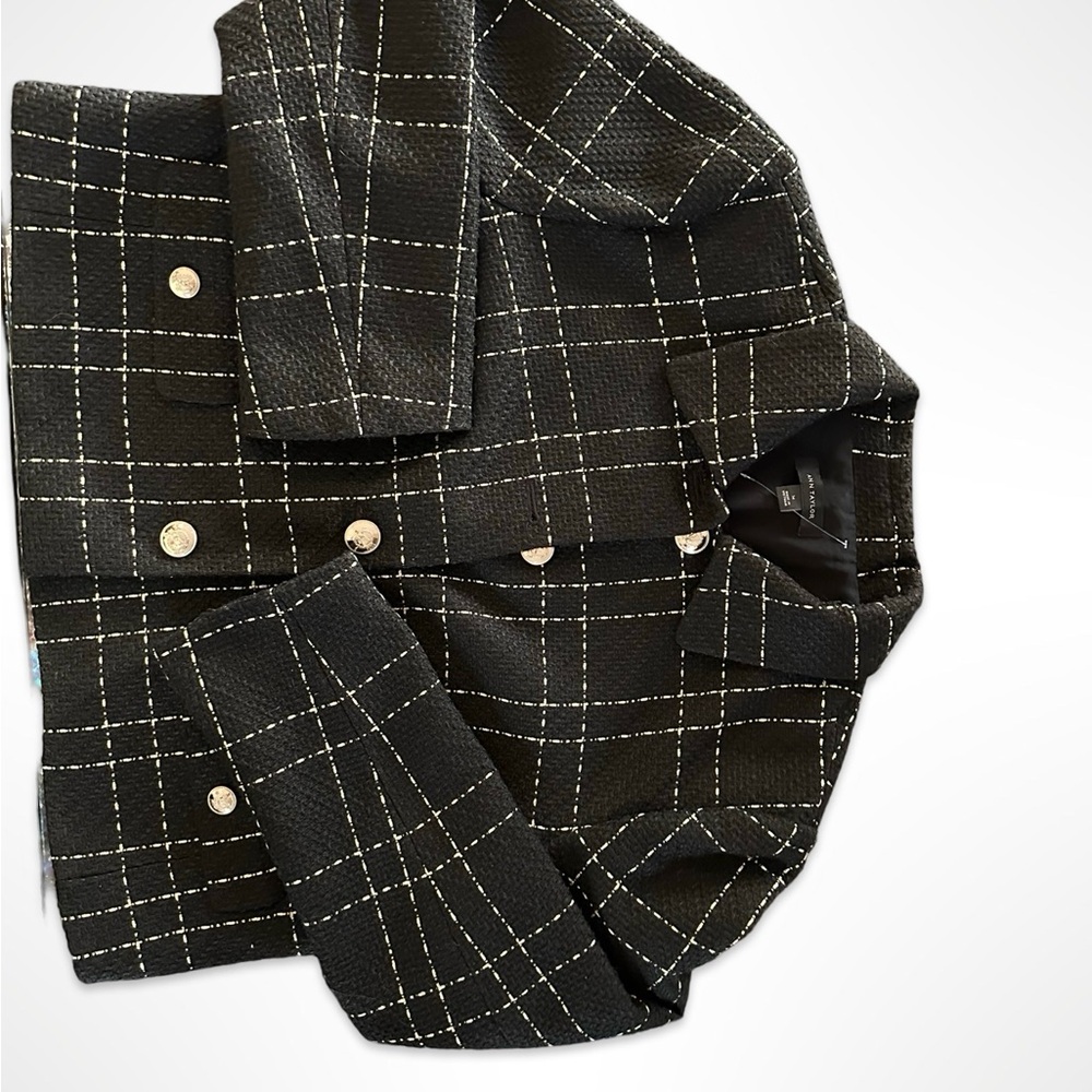 Chic Black Plaid Blazer